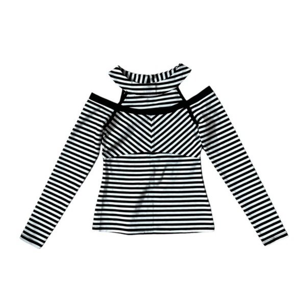 Black and White Striped Bebe Top Size XS - Picture 1 of 8